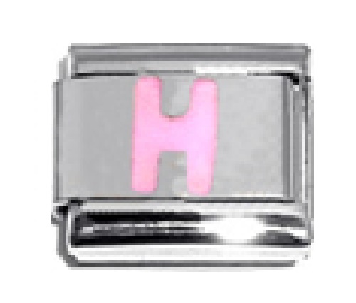 Pink Letter H - 9mm Italian charm - Click Image to Close